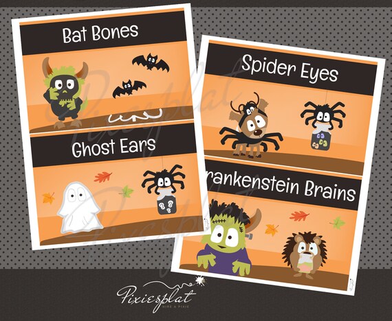 8 Editable Halloween Printable Party Labels Gift Tags Trick Etsy