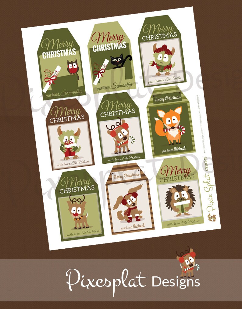 Christmas Personalized Printable Tags Holiday Gift Tags - Etsy