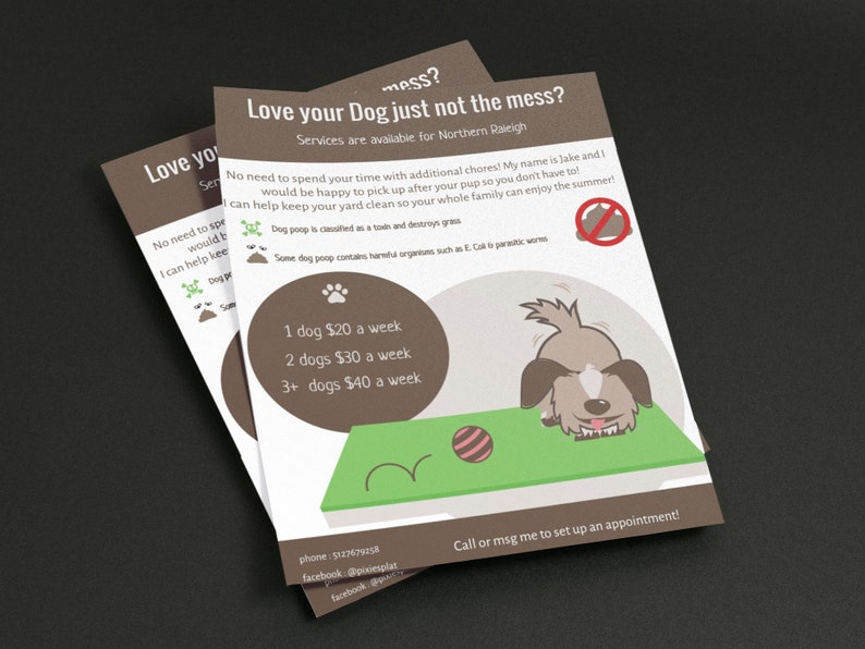 Personalized Dog Poop Scooping Flyer / Start Your Own Business Flyer