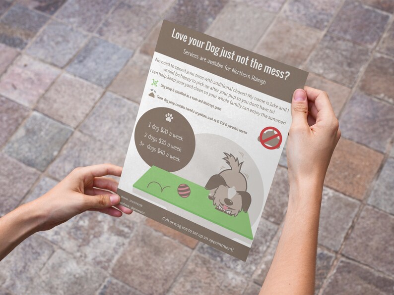 Personalized Dog Poop Scooping Flyer / Start Your Own Business Flyer