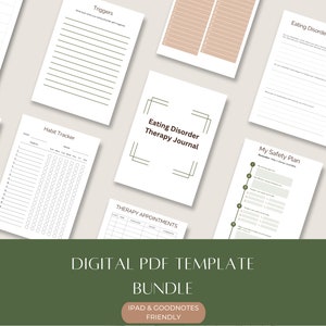 Eating disorder, Therapy, Journal, Anorexia, Bulimia, Triggers, anxiety, Depression, Binge Eating, Prompts, PDF, Printable, Digital Journal, Diet, Body Image, Food, recovery, Self-Help, Mental Health, CBT, Workbook, Worksheets, Planner, Mood, Stress