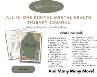 Boost Your Mental Health: Printable And Digital Journal for Wellness, Mindfulness, Therapy, Self-Care, and Personal Growth