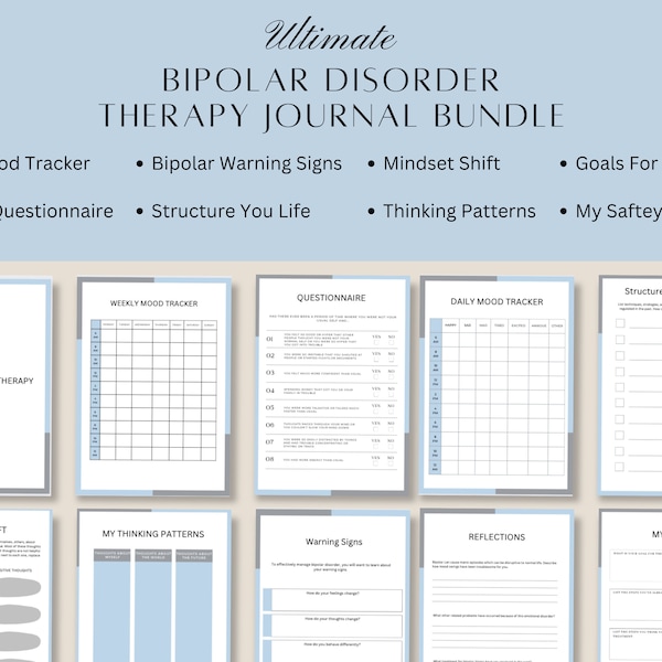 Digital and Printable Bipolar Mood Disorder Therapy Journal