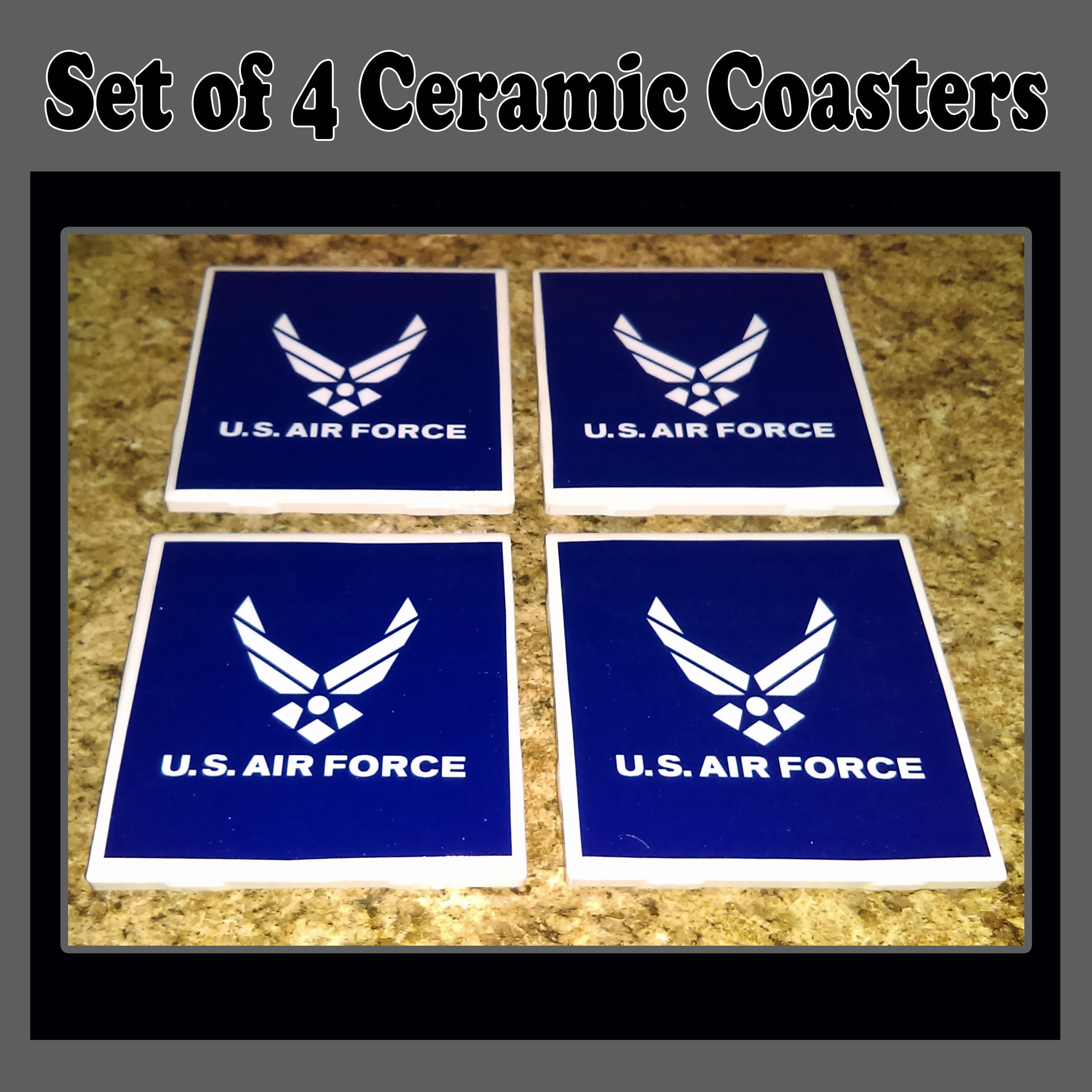Air Force Set of 4 Ceramic Coasters Drinks Coasters Tile Etsy
