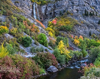 Bridal Veil Falls Utah Photo, Provo Canyon Autumn Landscape Print