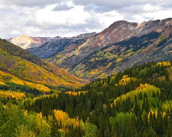 Colorado San Juan Mountains in Autumn Photo, Colorful Fall Foliage Valley, Aspen Fall Colors, Million Dollar Highway
