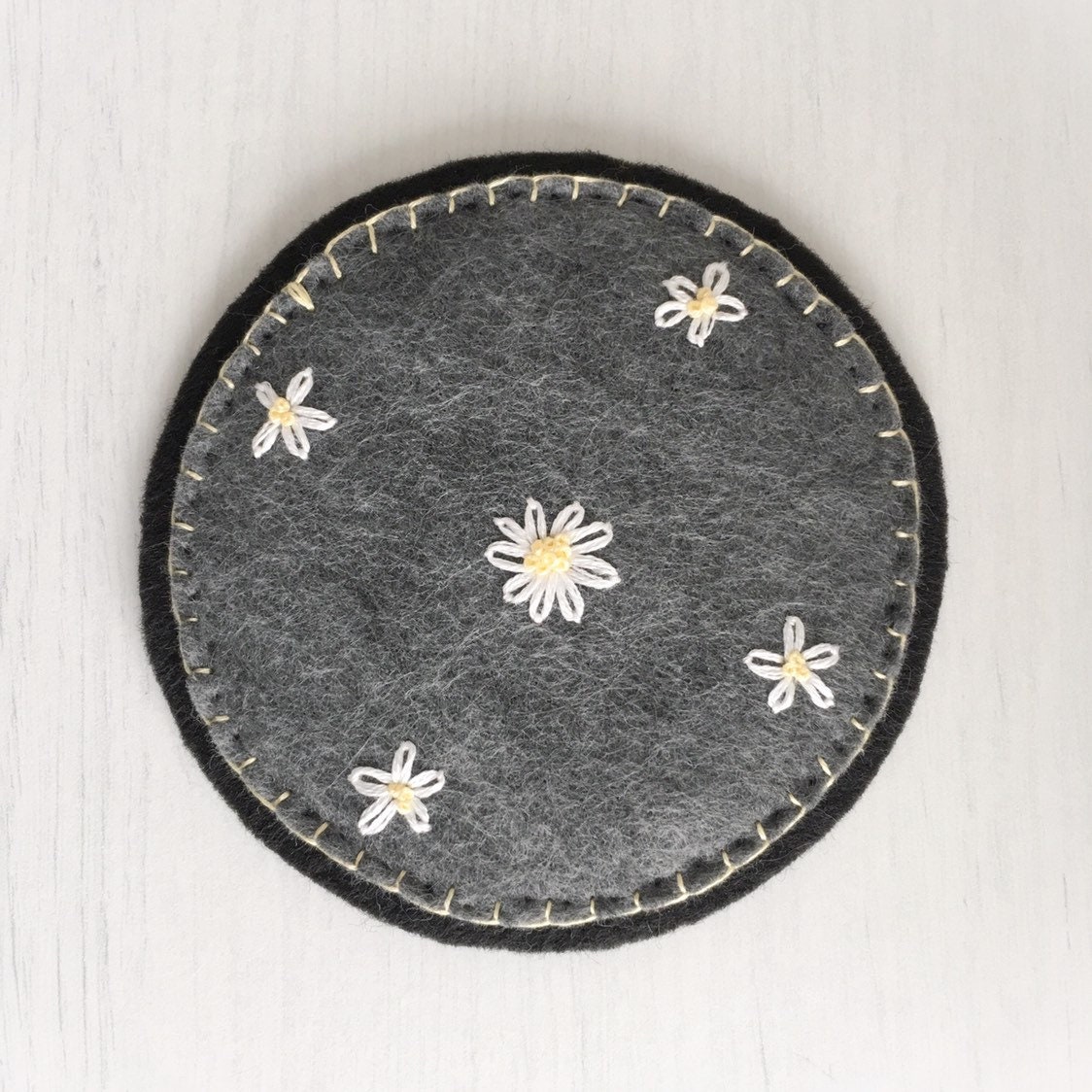 Hand Embroidered Coasters Wool Blend Felt Coasters Fabric Etsy