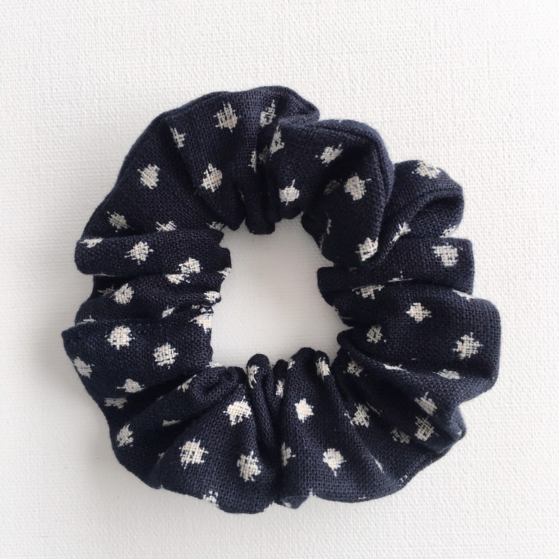 Hair Accessory Splodge Design on textured 100 /% Cotton Bracelet Sashiko Indigo Japanese Fabric Scrunchie