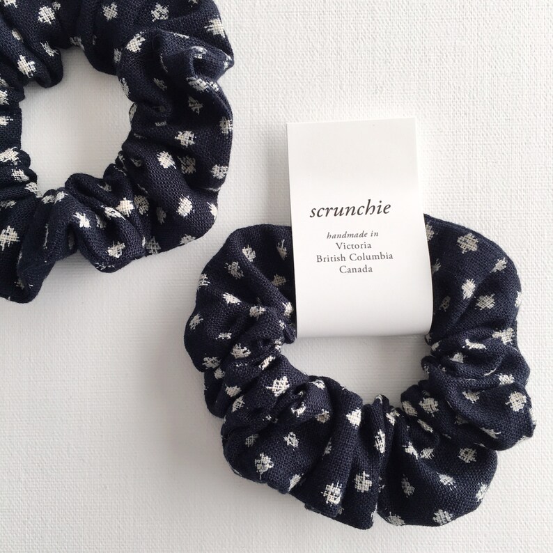 Hair Accessory Splodge Design on textured 100 /% Cotton Bracelet Sashiko Indigo Japanese Fabric Scrunchie