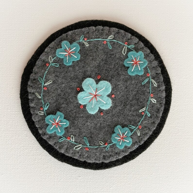 Tea Lover Gift Coffee Lover Gift Flower Decor Embroidered Felt Coasters Felt Coasters Embroidered Home Decor Flower Coasters