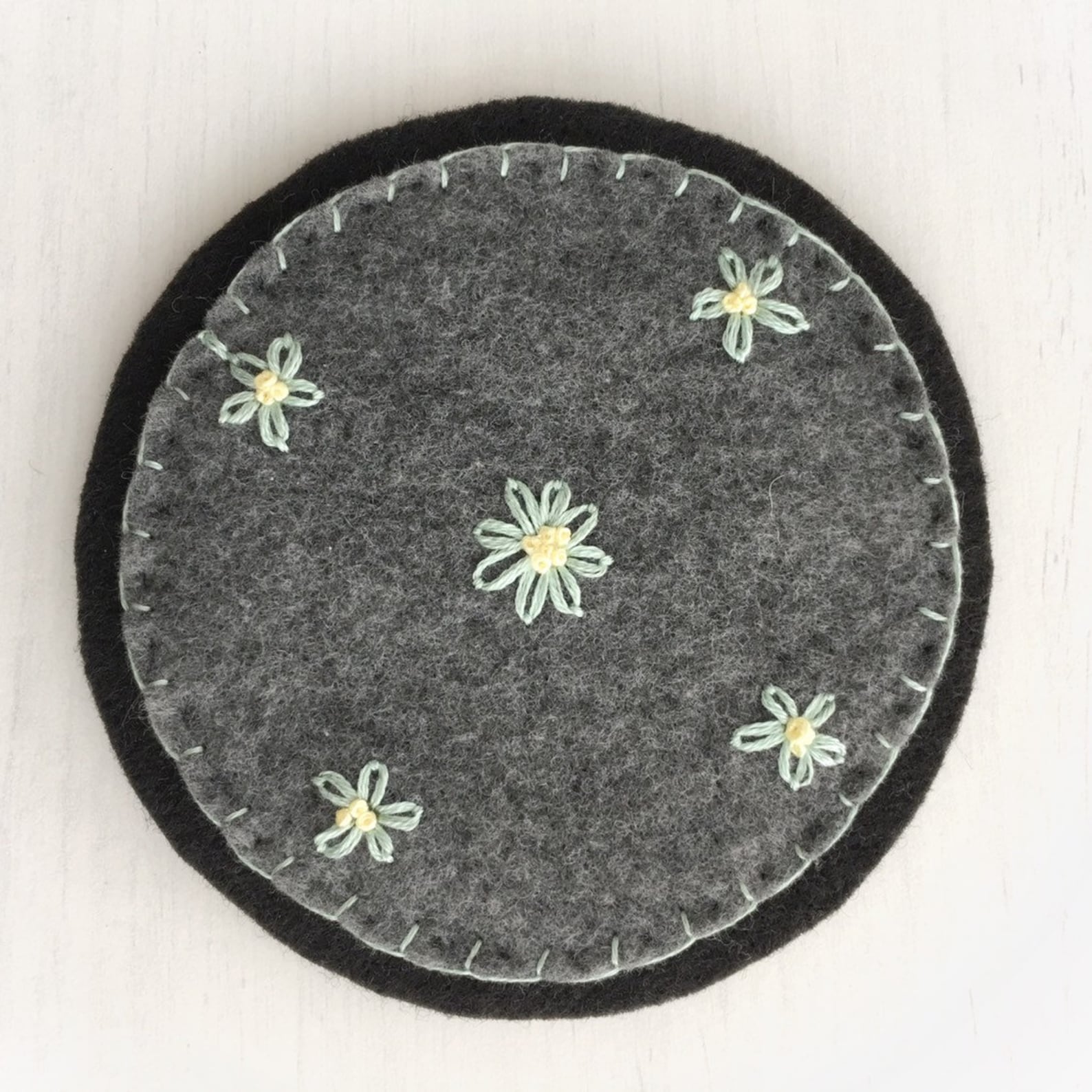 Hand Embroidered Coasters Wool Blend Felt Coasters Fabric Etsy