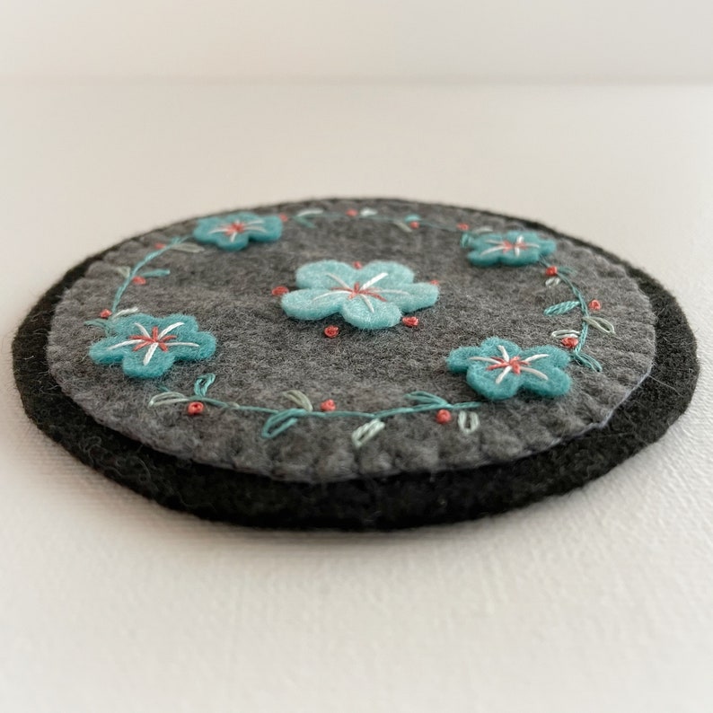 Tea Lover Gift Coffee Lover Gift Flower Decor Embroidered Felt Coasters Felt Coasters Embroidered Home Decor Flower Coasters
