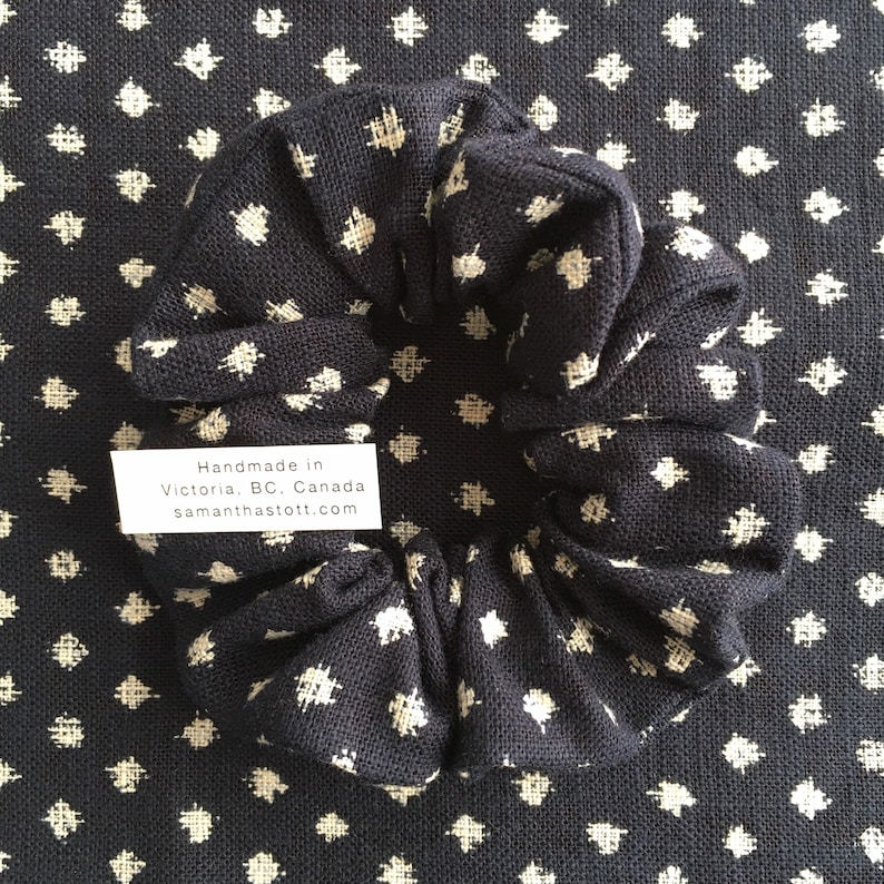 Hair Accessory Splodge Design on textured 100 /% Cotton Bracelet Sashiko Indigo Japanese Fabric Scrunchie