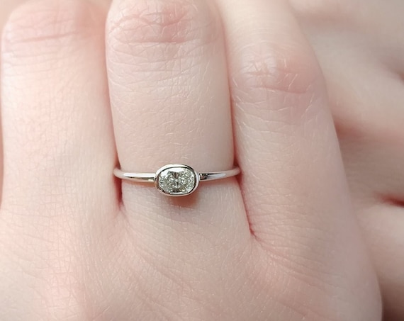 Moissanite Oval Engagement Ring | Rose Gold Oval Wedding Ring | Minimalist Bridal Ring