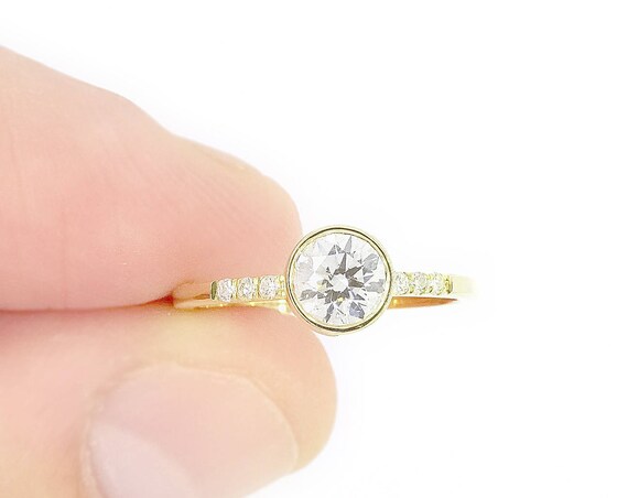 GIA 0.50 Carat Diamond Engagement Ring ~ Micro Pave Diamond Ring ~ Simple Engagement Ring