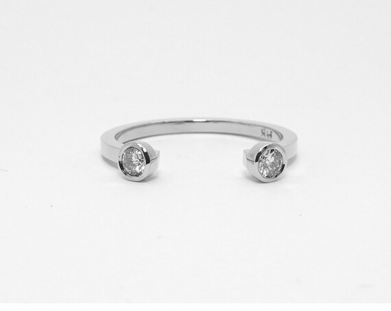 Dual Diamond Engagement Ring | Two Stone Ring | Toi et Moi | Double Diamond Moissanite | Cuff Engagement Ring | You & Me Wedding Ring