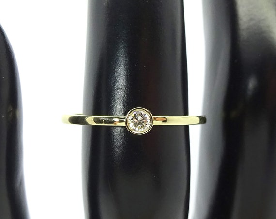 Dainty Diamond Engagement ring ~ Thin Delicate Certified Diamond Ring ~ Minimalist Engagement Ring ~ Simple Round Diamond Ring