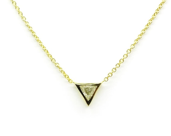 Promo sale ! Trillion Diamond Necklace ~ Triangle Pendant ~ Simple Diamond Necklace ~ Diamond Pendant ~ Thin Gold Diamond Necklace