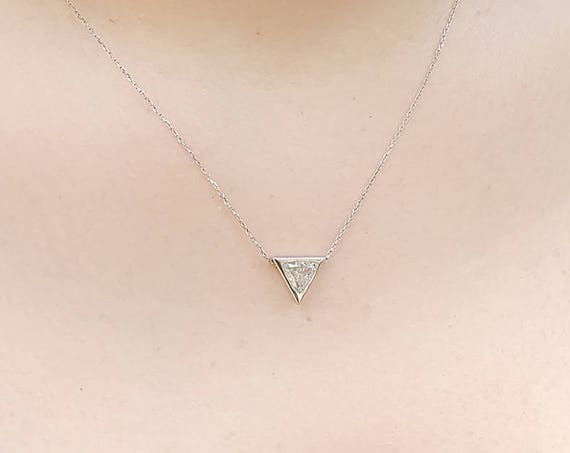 0.50 Carat Trillion Diamond Necklace ~ Triangle Pendant ~ Simple Diamond Necklace ~ Diamond Pendant ~ Thin Gold Diamond Necklace