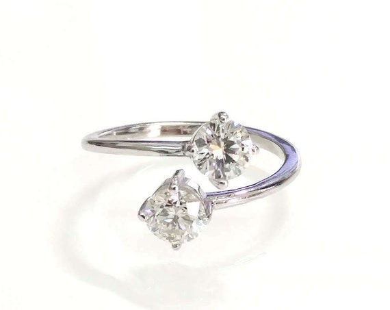 Dual Diamond Engagement Ring | Two Stone Ring | Toi et Moi | Open Double Diamond Ring | Cuff Engagement Ring | You & Me Wedding Ring