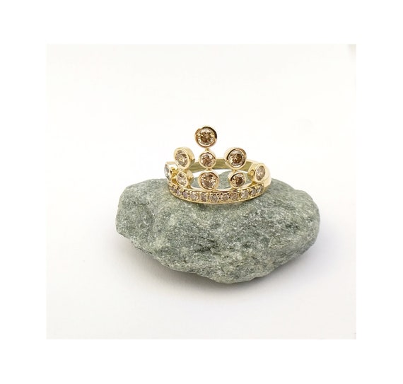Diamond Tiara Ring Crown Gold Ring