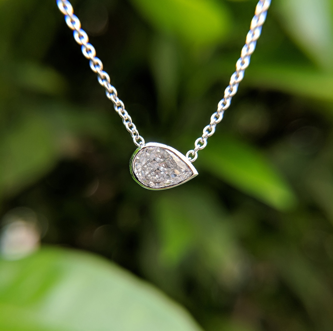 Pear Shape Diamond Necklace Pear Cut Pendant Dainty Pear Etsy