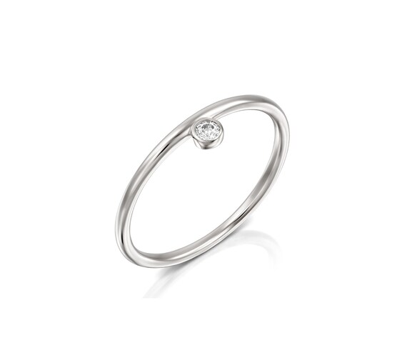 Dainty Diamond Ring ~ Petite Diamond Ring ~ Minimalist Diamond Engagement Ring ~ Rose Gold Ring