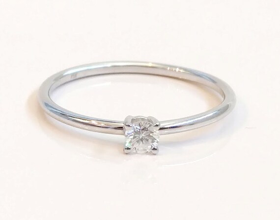 Dainty Solitaire Ring Micro Diamond Ring Minimalist Diamond Ring Simple Thin Diamond Engagement Ring Diamond Promise Ring Bridal Ring