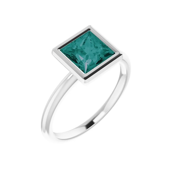Alexandrite ring | Princess Cut Alexandrite Engagement Ring | Square Alexandrite Stone | Color changing alexandrite gemstone |Gift For Women
