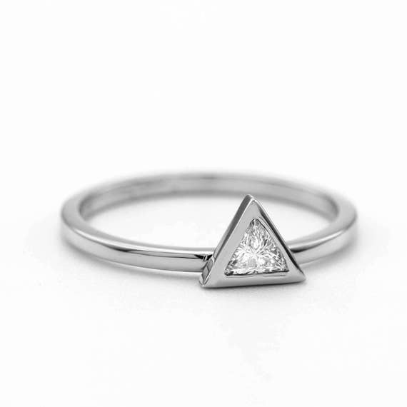 Trillion Diamond Solitaire Ring | Triangle Diamond Engagement Ring | Simple Trillion Diamond Ring