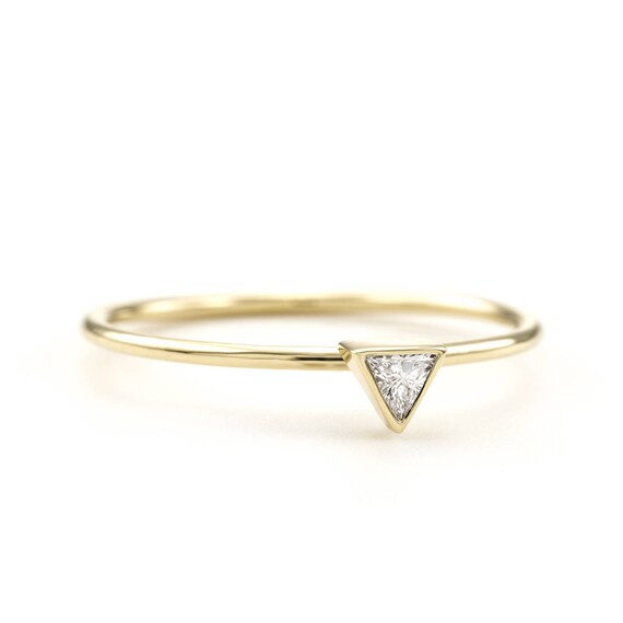 Trillion diamond ring | Simple Triangle Engagement Ring | Trillion Solitaire Unique Rose Gold Ring