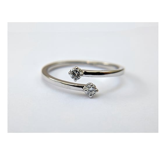 Dual Diamond Engagement Ring | Two Stone Ring | Toi et Moi | Double Lab Grown Moissanite Ring | Cuff Engagement Ring | You & Me Wedding Ring