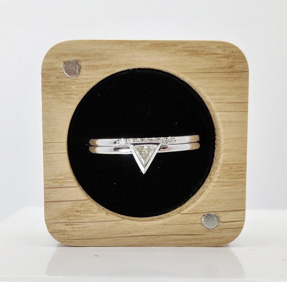 Trillion Diamond Engagement Set ~ Triangle Engagement Ring & a Diamond Wedding Band ~ Simple Engagement Ring ~ minimalist ring