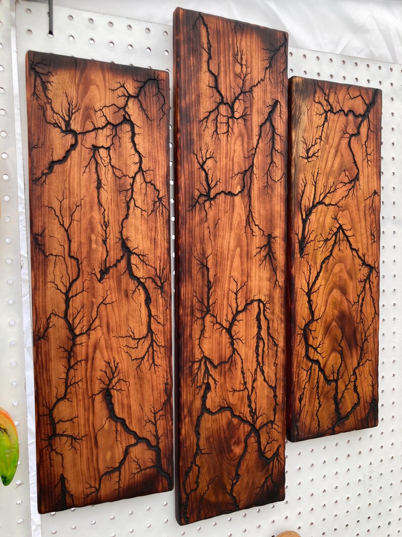 3 Piece Wood Fractal Burned Wall Art Set - Etsy