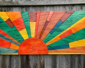 beach art, coastal,wooden sun, wooden wall art, decor, wedding gift, beach home,lake house
