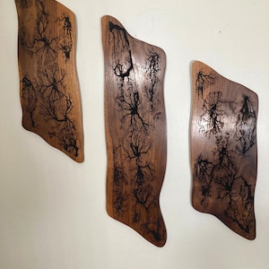 Holzfraktal Wandbild aus Nussbaum Holz
