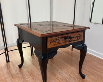Vintage upcycled fractal burned table