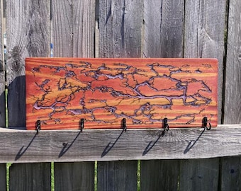 Rustic epoxy filled fractal burned pallet wood key holder