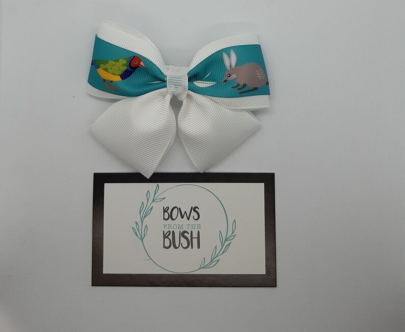 Girls Toddlers Ladies Handmade Ribbon Hair Bow Clip Australian Australiana Birds Parrott Bilby Aussie Hair Australia Day Hair