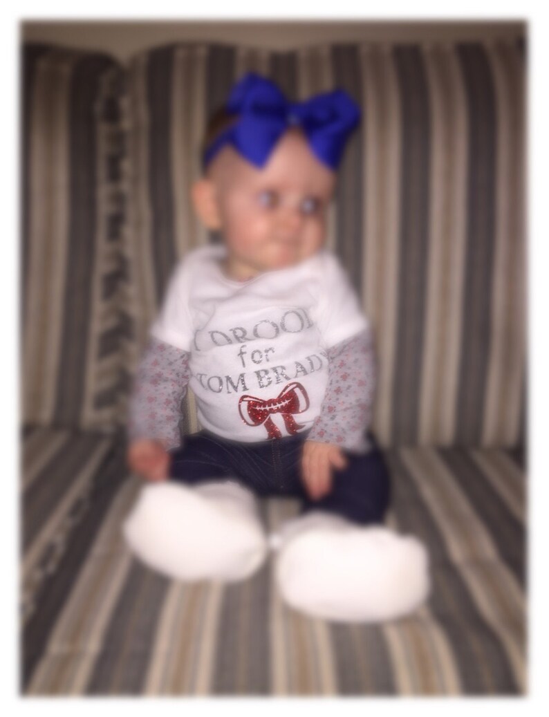 GOAT Tom Brady Superbowl 51 TB12 Superbowl Champs New England Patriots I Drool For Tom Brady Glitter Football Bodysuit