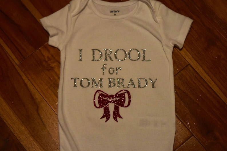 GOAT Tom Brady Superbowl 51 TB12 Superbowl Champs New England Patriots I Drool For Tom Brady Glitter Football Bodysuit