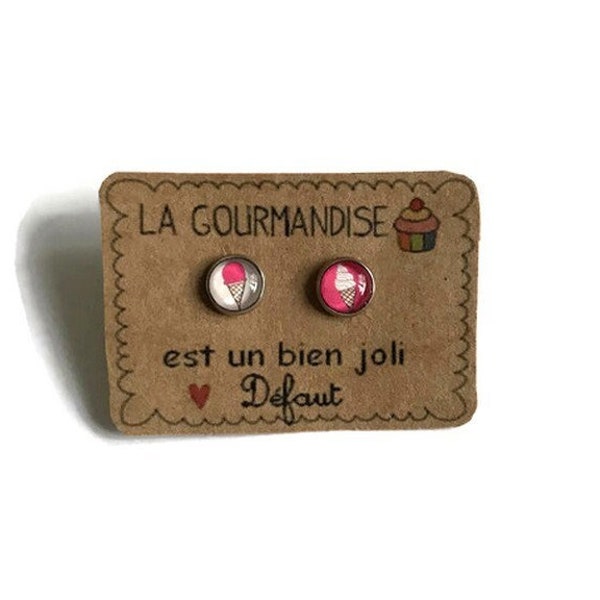 BOUCLES D'OREILLES ENFANTS, puces enfants glaces, creme glacé bijoux été, cadeau enfant bijoux petite fille bijoux enfants anniversaire