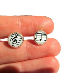 MUSIC NOTES Sol Key Studs Melodic Tiny Figures Everyday Earrings Gift Girls Musician Kids Music Lover image 4