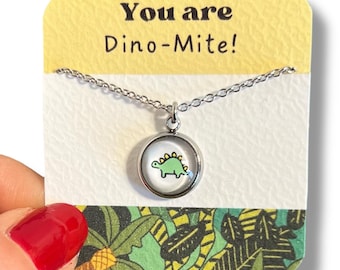 DINOSAUR NECKLACE - GREEN Pendant - dino lover Jewelry - Kids jewelry - Funny Necklace - Girls Necklace - Children Necklace - Gift for Girl