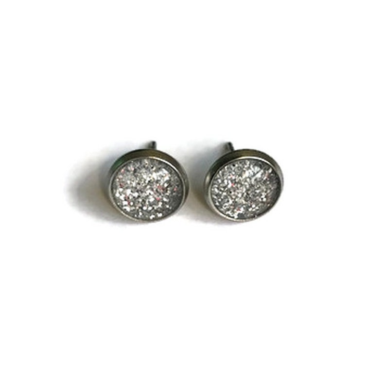 SILVER GLITTER EARRINGS glitter jewelry Earring for girls post earrings holiday gift gift for girls flower girl gift for Girls image 2