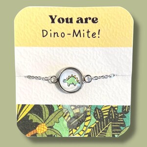 BRACELET ENFANT dinosaure, bracelet Acier Inoxydable,  bijoux enfant dino, cadeau dino vert, fan de dino, anniversaire enfant