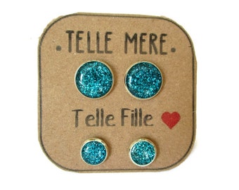 BIJOUX MERE FILLE - bijoux paillettes - puces paillettes enfant - Boucles d'oreilles mère fille - mere fille - idées cadeaux mère filles