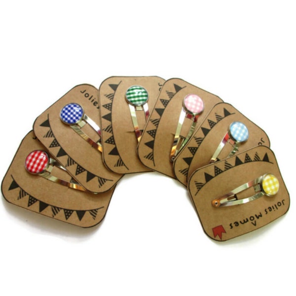 BARRETTES ENFANTS Vichy, barrettes enfants motif vichy, bijoux à carreaux, cadeau enfant, barrettes petite fille, barrette enfant