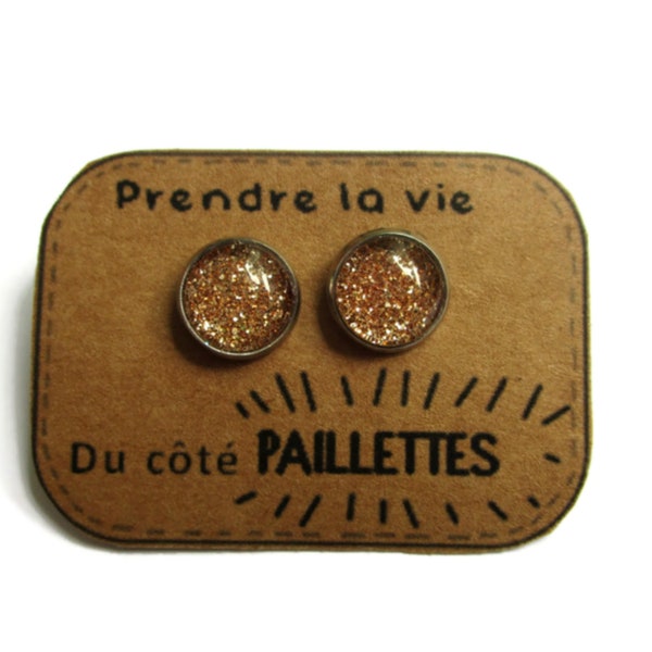 BOUCLES D'OREILLES ENFANTS, puces enfants paillettes dorées, bijoux paillettes, bijoux dorés bijoux petite fille bijoux enfants anniversaire