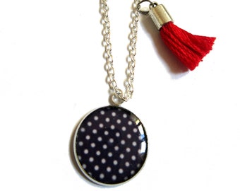 POLKA DOT NECKLACE - Blue and white - Children necklace - Girl Necklace - Christmas gift